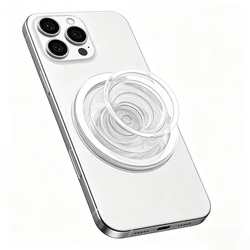 Clear Acrylic Magnetic Phone Stand - Detachable Grip & Kickstand, Removable (Transparent)