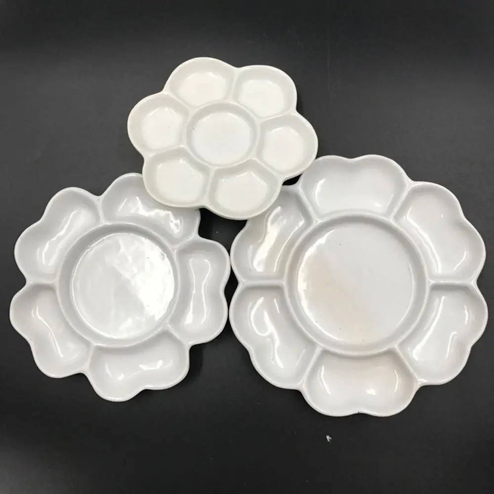 

Ceramic Paint Palette Tray Ink Tray White Portable Porcelain Palette Durable 6/7 Grid Plum Blossom Paint Plate Watercolor Dish