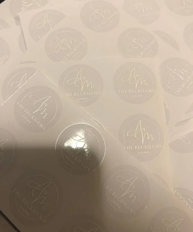 50pcs Custom Clear Stickers with White Ink – Personalized Waterproof Transparent Labels... - SKU SSL900293 - UGI Packaging