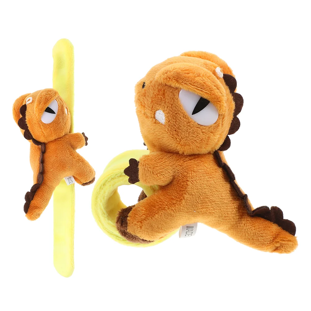 2 Pcs Snap Ring Dinosaur Slap Bracelet Wrist Filling Party Wristbands Plush Animal Bracelets