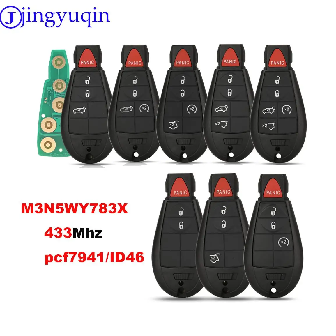 

jingyuqin 433Mhz 7941 Remote Car Key Fob M3N5WY783X For Chrysler Town & Country Jeep Grand Cherokee Dodge Caravan Journey