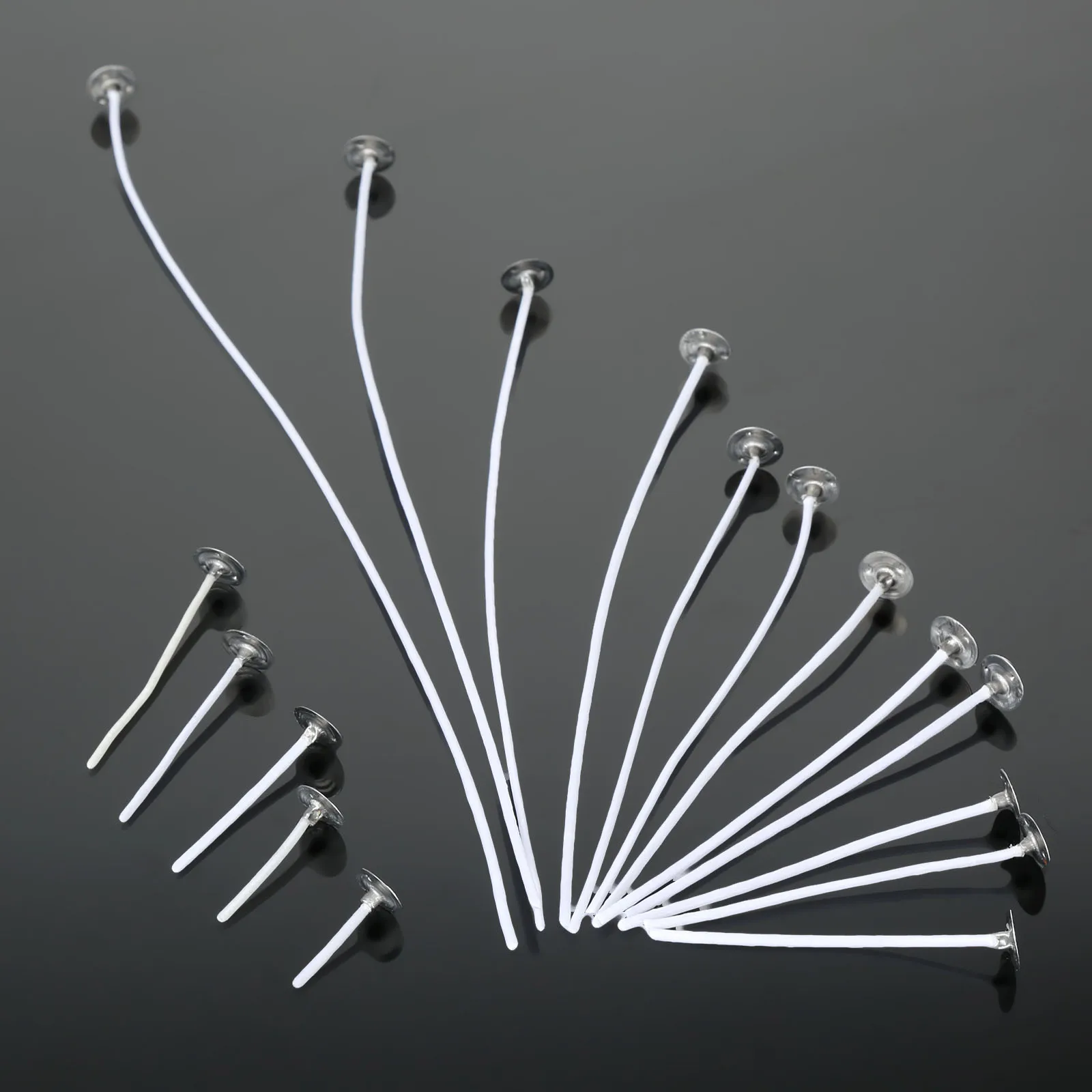 100Pcs Diameter-2mm Length 2.5-30cm Candle Wicks Cotton Core Pre Waxed with Sustainers for Candle DIY Making 17 Sizes Choose