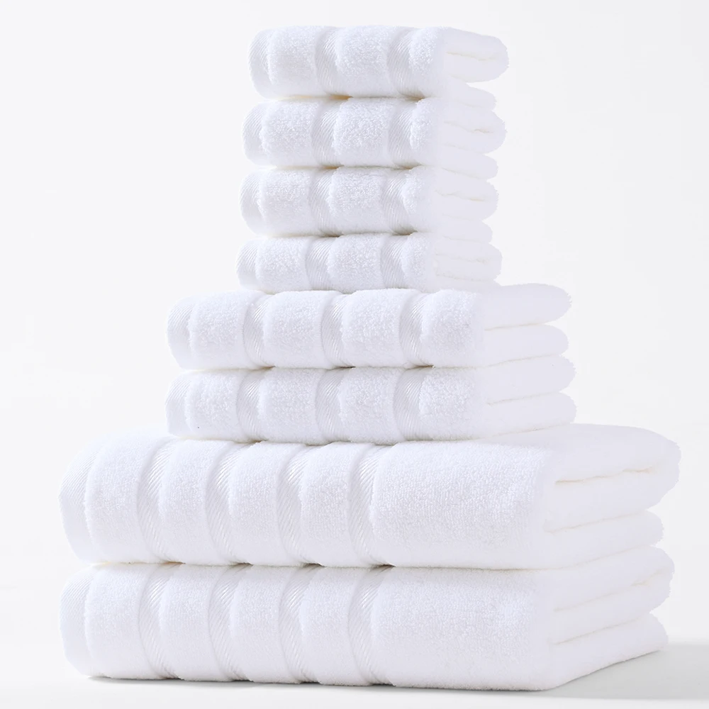 Description Picture 6 of item6/8 Pieces Towel Set Bathroom Cotton Super Absorbent Home Hotel Beauty Salon 4 Square Towels Towels 2 Face Towels 2 Bath Towels