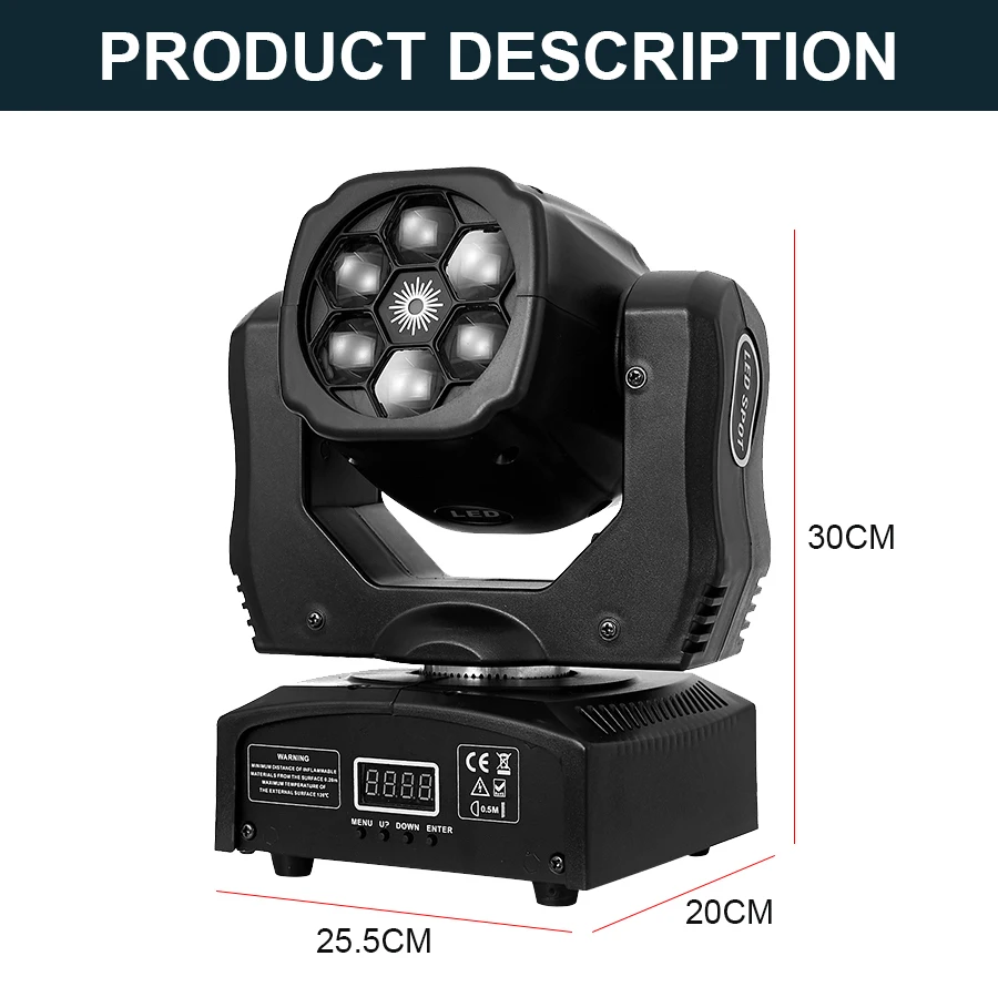 Description Picture 3 of item150W Bee Eyes Moving Head Light 6 LED Beam RGBW Disco Laser DJ Stage Lighting