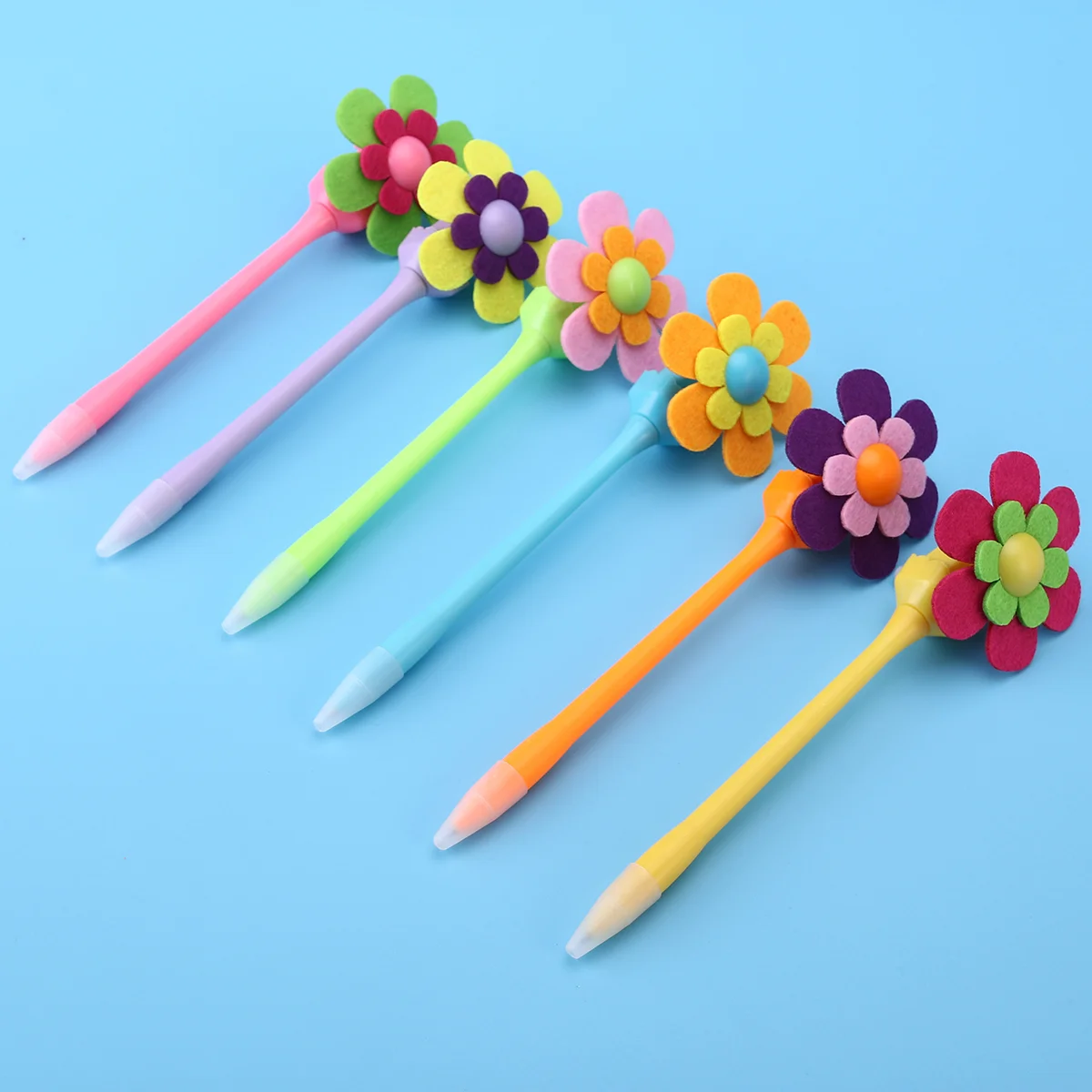 6pcs Mixed Colors Novelty Design Sunflower Windmill Decorative Pens Flower 07mm Ball Pens