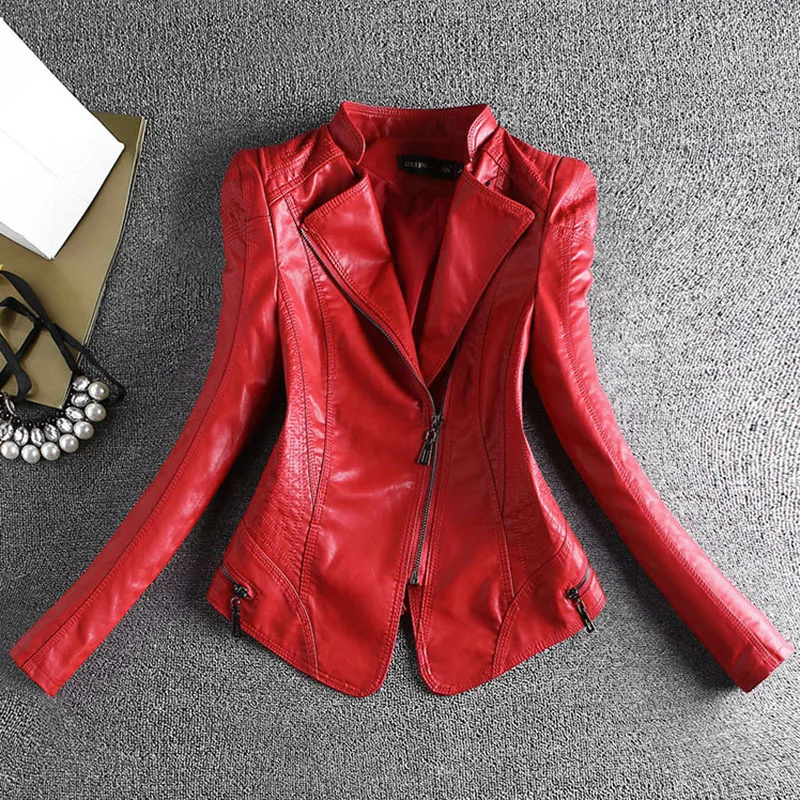 2024 Spring And Autumn Women Leather Jacket Coats Slim Ladies Clothing