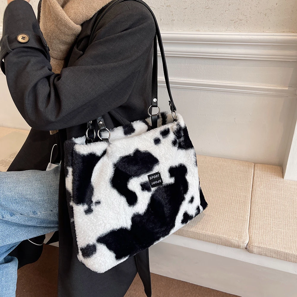 fluffy bag cow print