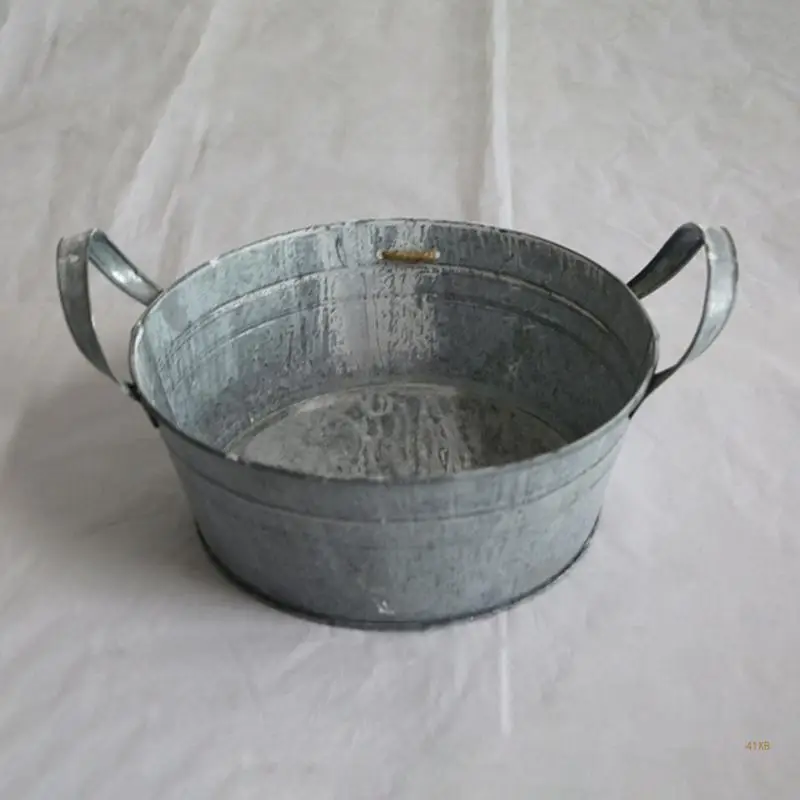 Small Galvanized Buckets Oval Metal Pails For Plants Rustic Home Decor 41XB 1 Pack