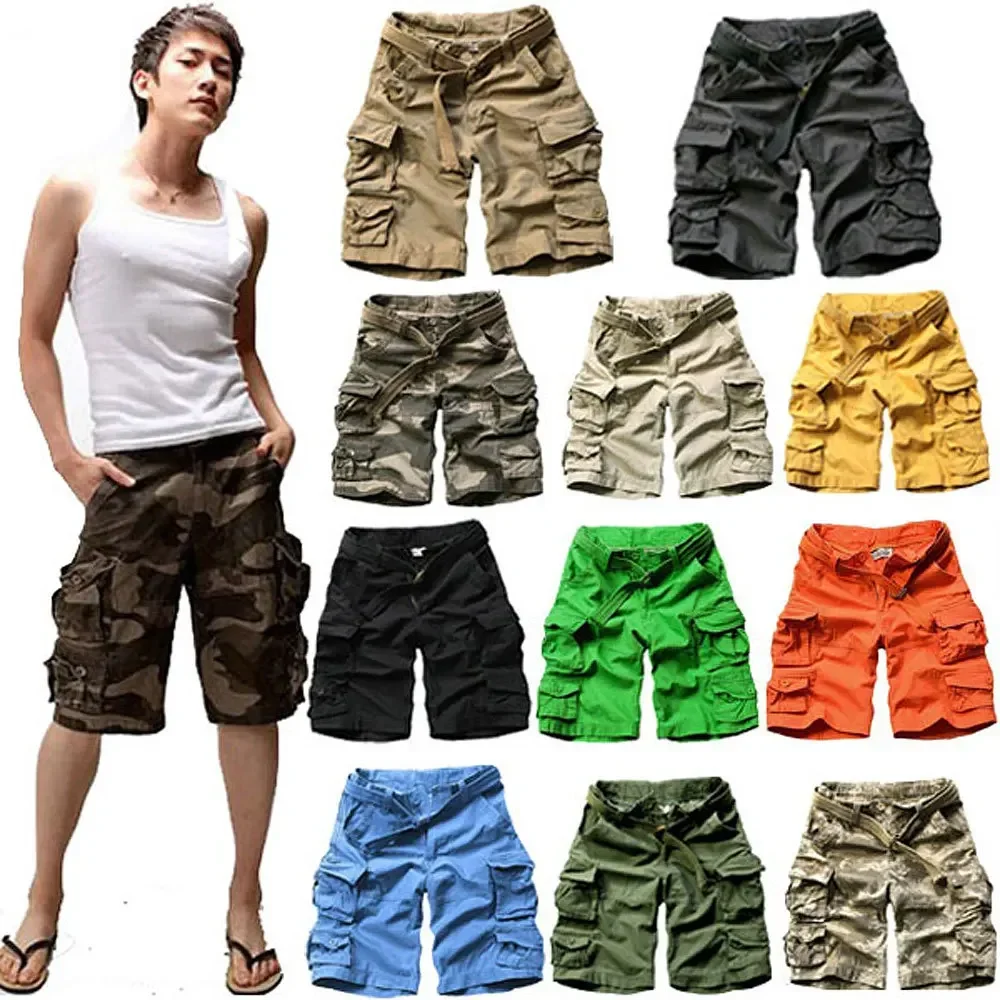 11 Color Mens Summer Camo Big Size Loose Beach Short Trousers Outdoor Hiking Fishing Climbing Multi-pocket Straight Cargo Shorts