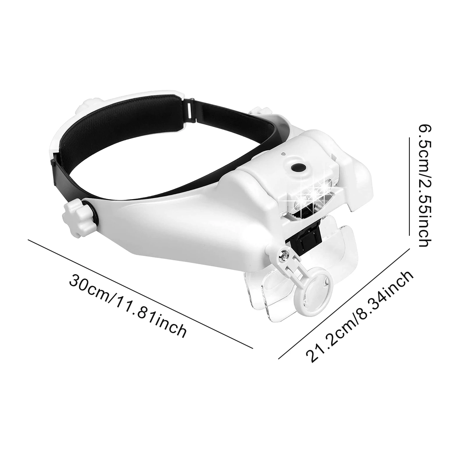 Headband Magnifier Watchmaker Hands Free Magnifying Glass with Light  Headset Magnifying Magnifier with LED Light, for Watchmaker, Jeweler,  Reading