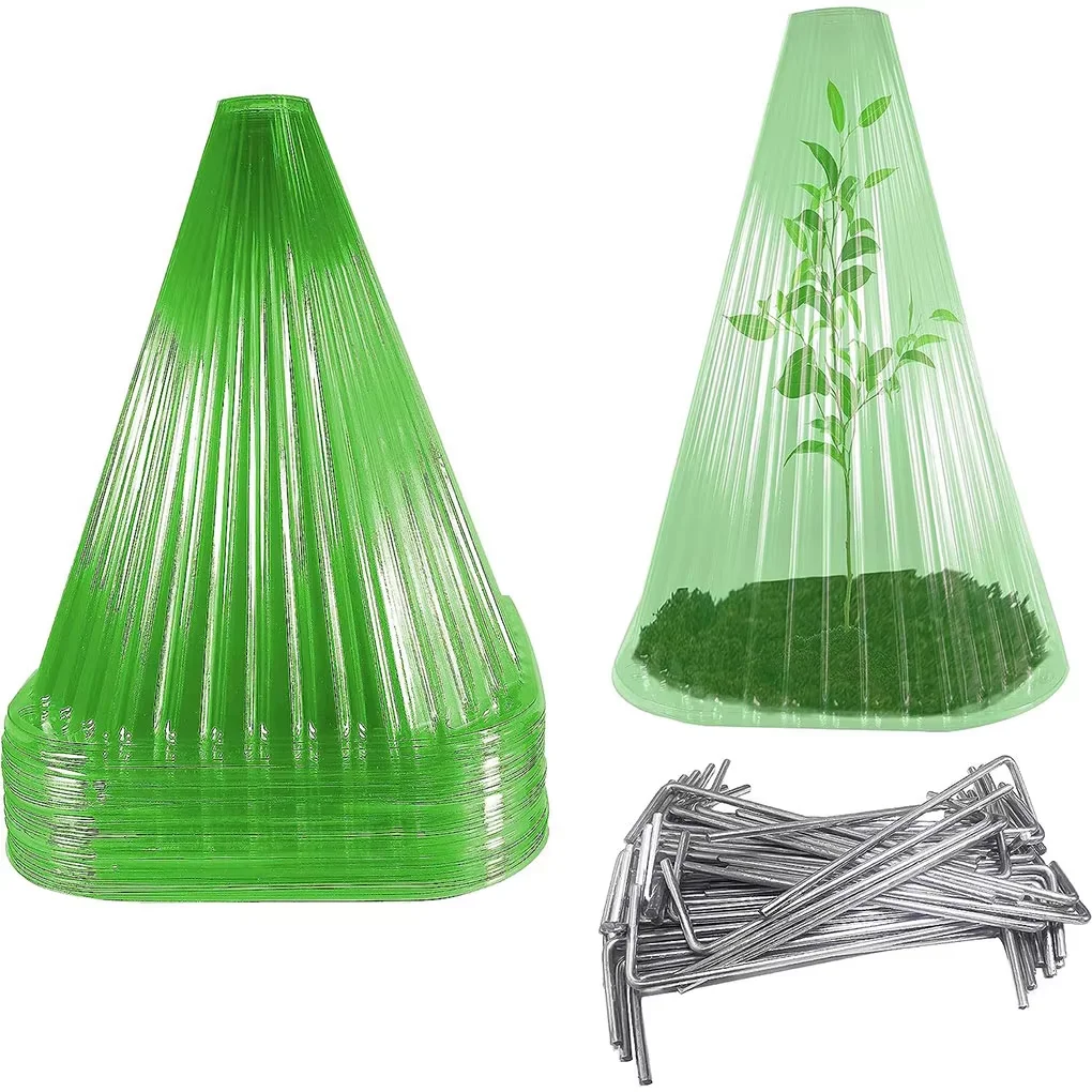 Plant Cloches 30pcs Garden Plant Cloches Cover Reusable Square Plant Growth Box Against Snails/weather Influences Green Protection Cover