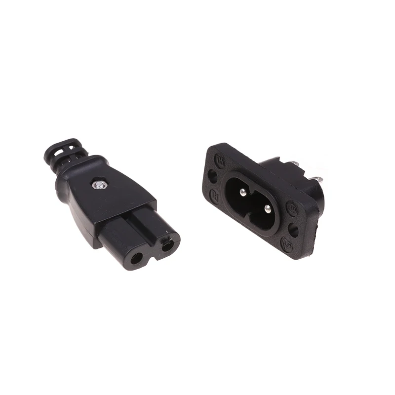 1PC C8 Male Power Socket Female Plug Power Outlet Embedded Electric Connector 35mm*15mm AC 2.5A 250v 8-shaped Plug Socket electrical sockets electrical power socket