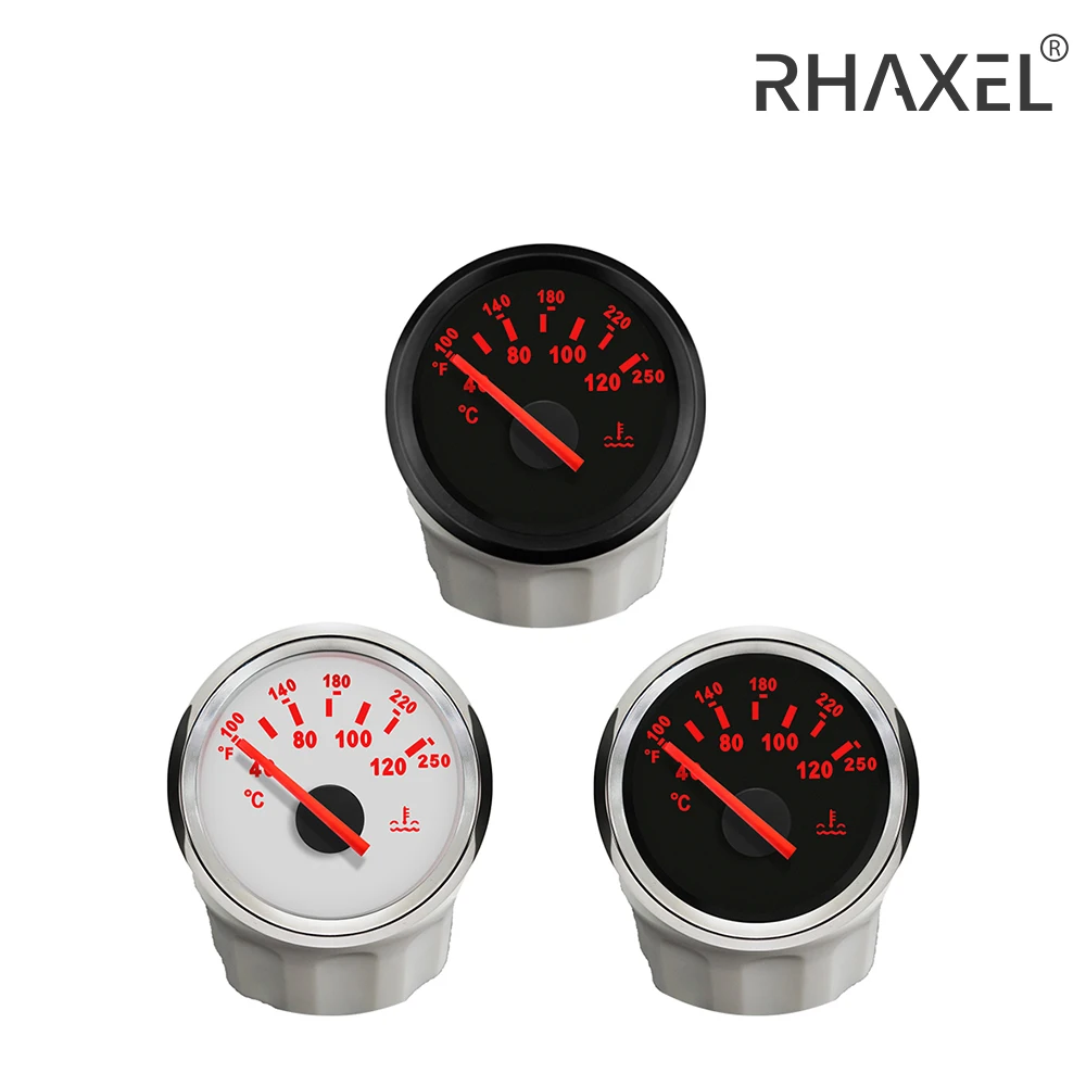 RHAXEL 52mm 40-120 Celsius Water Temp Gauge Meter for Marine Boat Auto Car Truck with Red Backlight 12V/24V