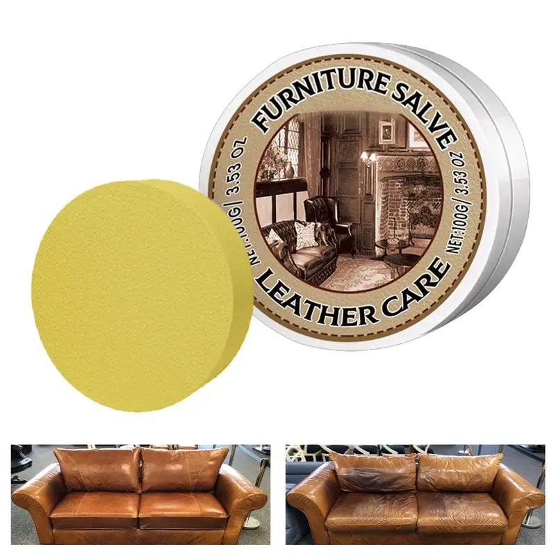 

Leather Salve For Furniture Leather Sofa Smooth Leather With Sponge Revives Dried-Out Natural Conditioner Cleaner