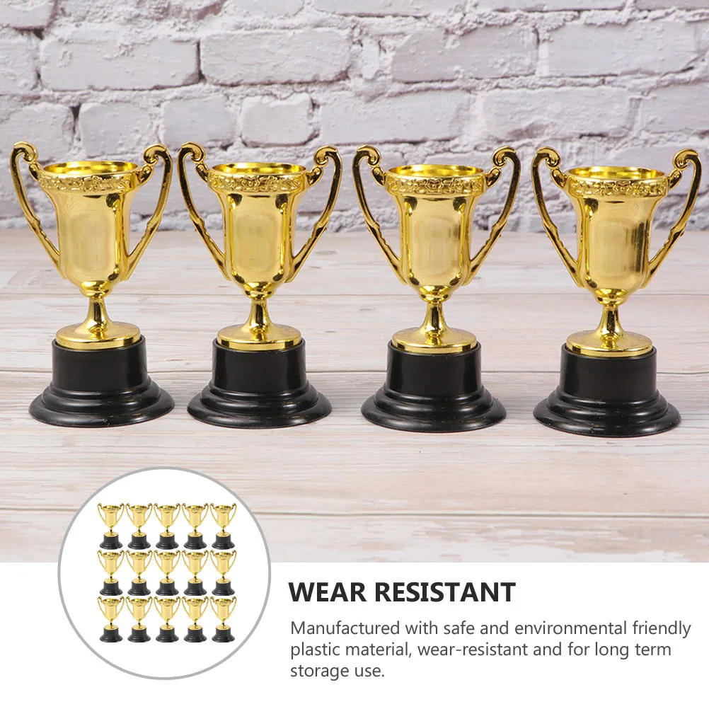 30pcs Golden Mini Award Trophy Plastic Reward Prizes Decor Children Reward Gift Children's Miniature Mini Small Prize Cup For