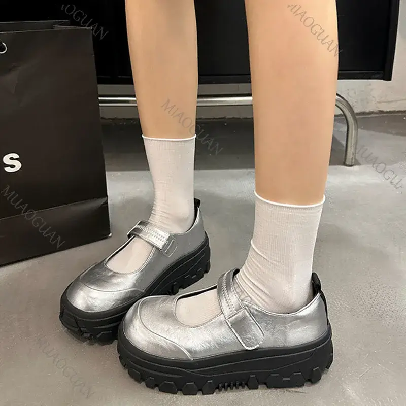 High Quality Fashion Retro Thick Bottom Mary Jane Shoes Chunky High Heeled Shallow Mouth Single Shoe Platform Sneakers for Women - Image 5