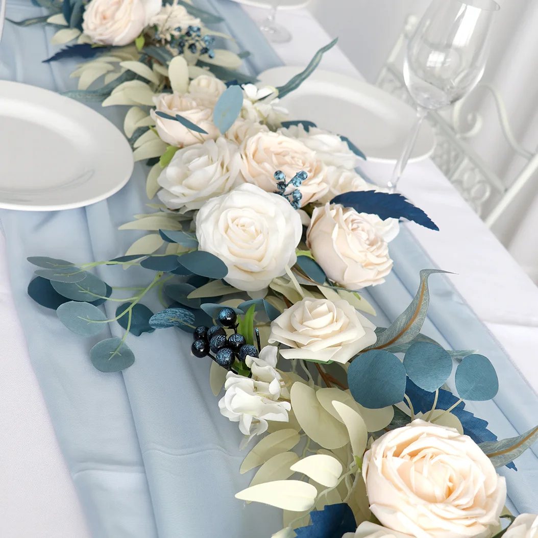 

2.7M Rose Orchid with Gypsophila Artificial Flower Fake Flower Rose Vine Decor Hanging Faux Leave Floral for Wedding Party Decor