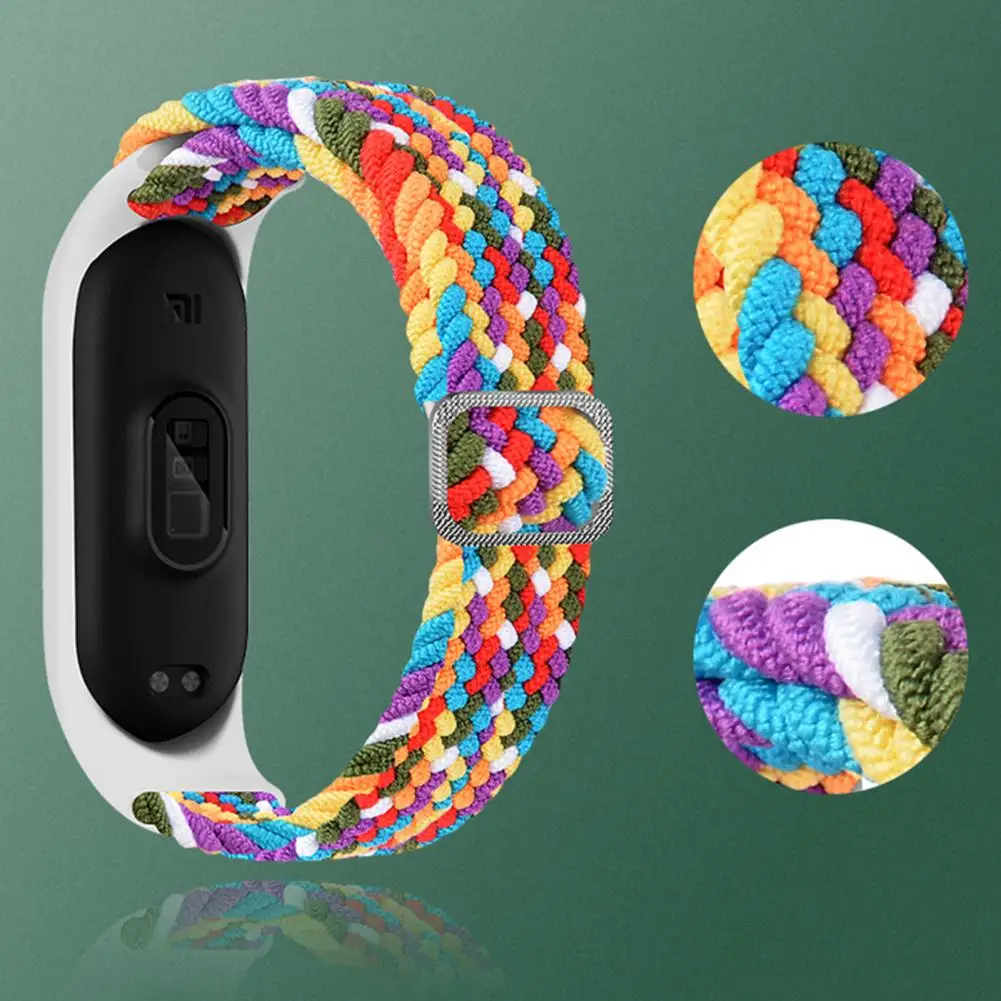 Nylon Wrist Strap For XiaoMi Mi Band 5 6 7 Adjustable Elastic Braided Wristband Replacement Bracelet Band For Mi Band 5 6 7 2
