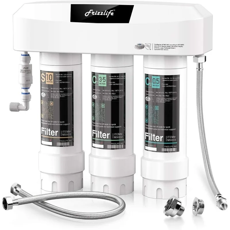 

Frizzlife Under Sink Water Filter System SK99-NEW, Direct Connect, NSF/ANSI 53&42 Certified to Remove Lead, Chlorine