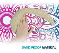 Sand Proof Beach Blanket with Corner Pockets and Mesh Bag for Beach Party,Travel,Camping,Watercolor Sky Blue Light Pink Mandala 2
