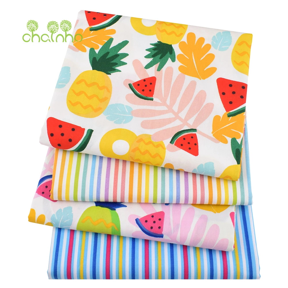 Chainho,Printed Twill Weave Cotton Fabric,DIY Sewing Quilting Material,Patchwork Cloth,Home Textiles,Floral Series,4 Sizes,3C48