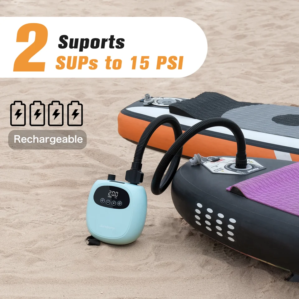 Pompa Elettrica SUP Ricaricabile - 20 PSI, Doppio Stadio, Sgonfiaggio, Display LED, Portatile - Foto 5