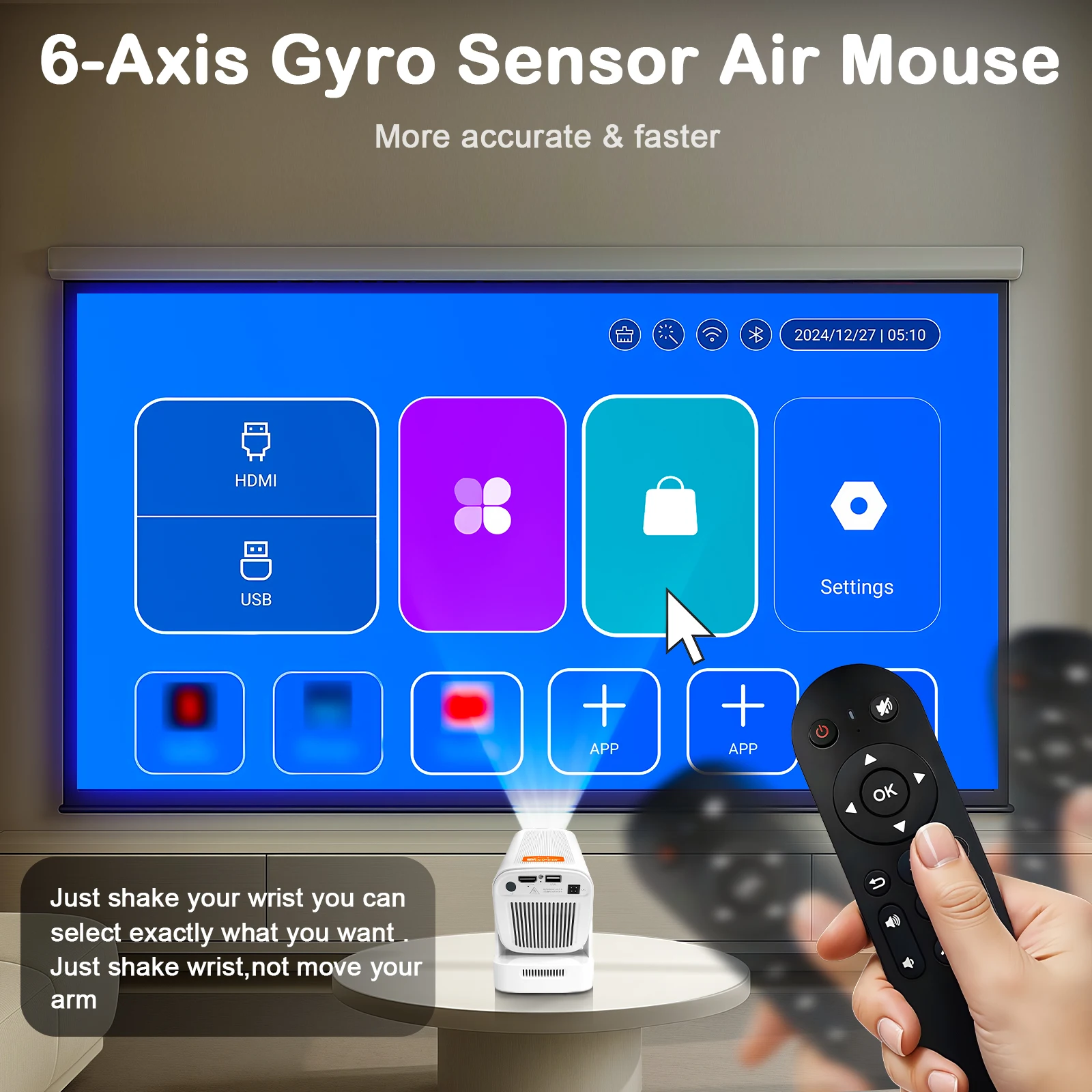 HY260 PRO 4K Native 1080P Projector Android 11 330ANSI Dual Wifi BT5.4 Google Vo