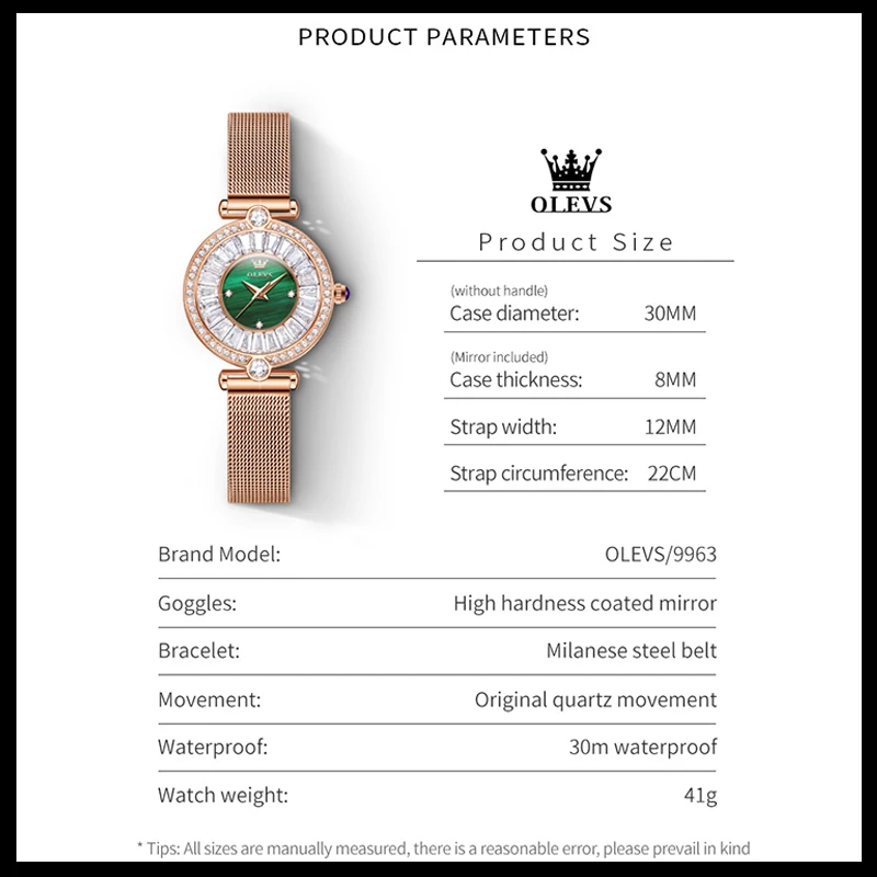 OLEVS Watch for Women Original Brand Quartz Women's Watch Waterproof Stainless Steel Mesh Belt Reloj Mujer Elegant Ladies Watch