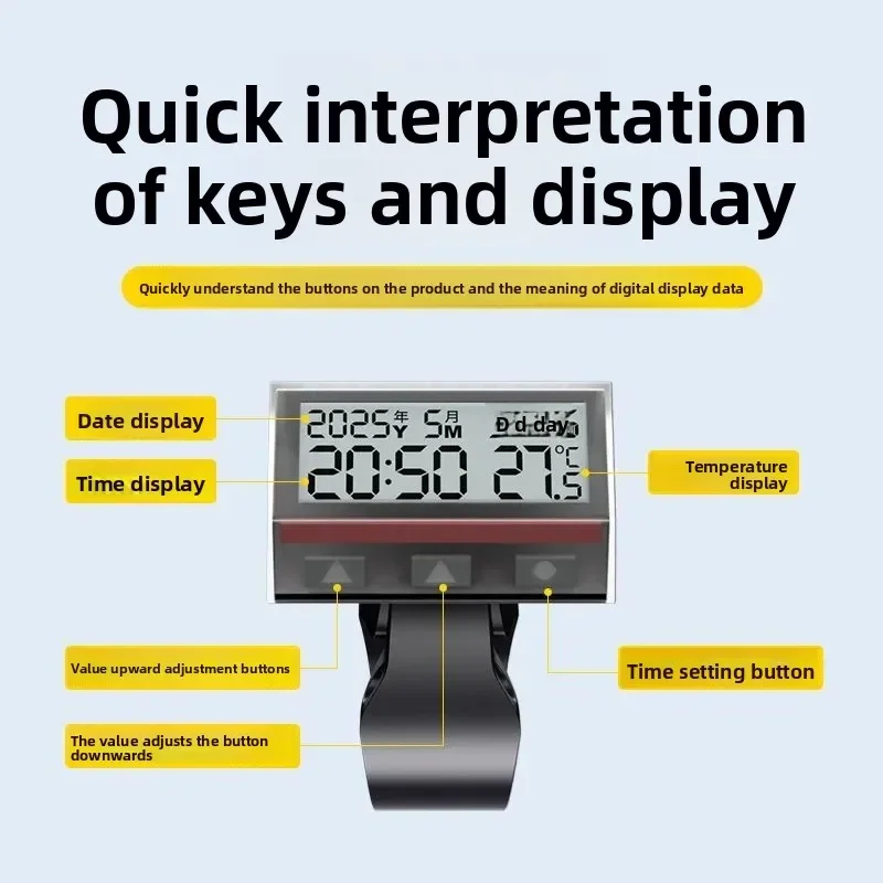 Motorcycle Digital Clock with Date Week Temperature LCD