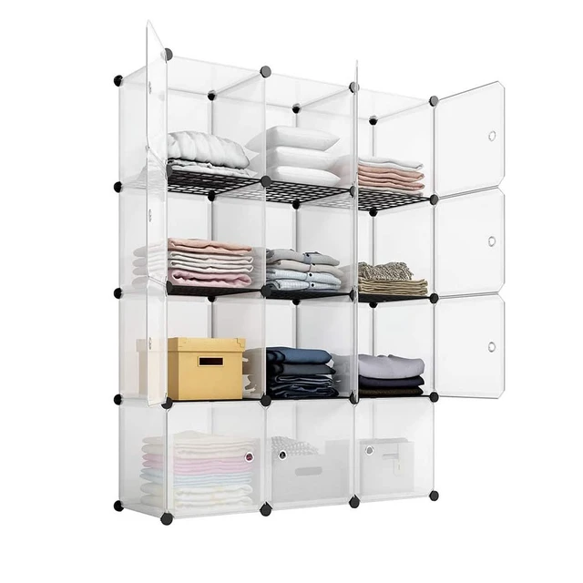 Storage Organizers, 12 Cubes Portable Closet Wardrobe with Doors, Plastic  Closet Organizers and Storage Shelves - AliExpress