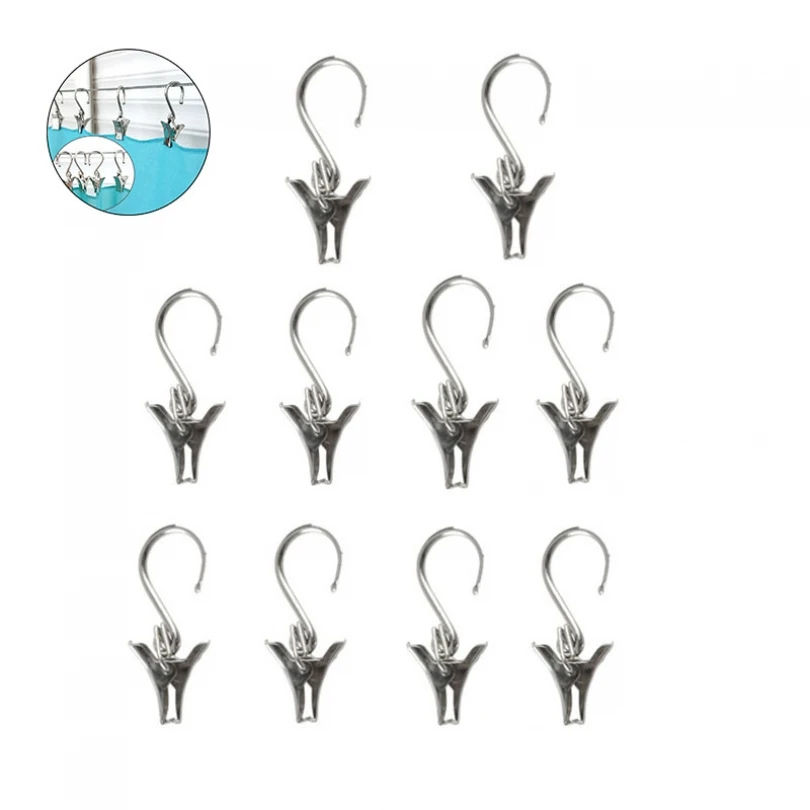 10pcs S Shaped Silver Iron Wire Clips for Curtain / Bathroom / Photo Decoration new flower shaped magnet curtain tieback magnetic retractable curtain decoration clip on holder tie backs