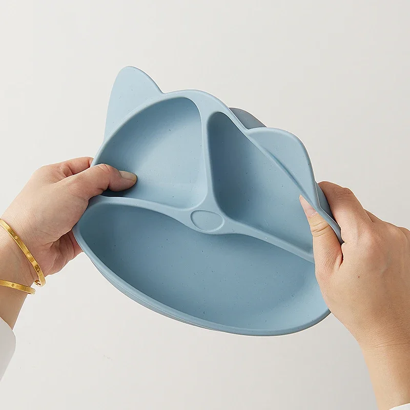 Children's Dishes Baby Silicone Sucker Bowl Baby Bear Face Plate Tableware Set Smile Face Baby Tableware Set Retro Kids Plate 4
