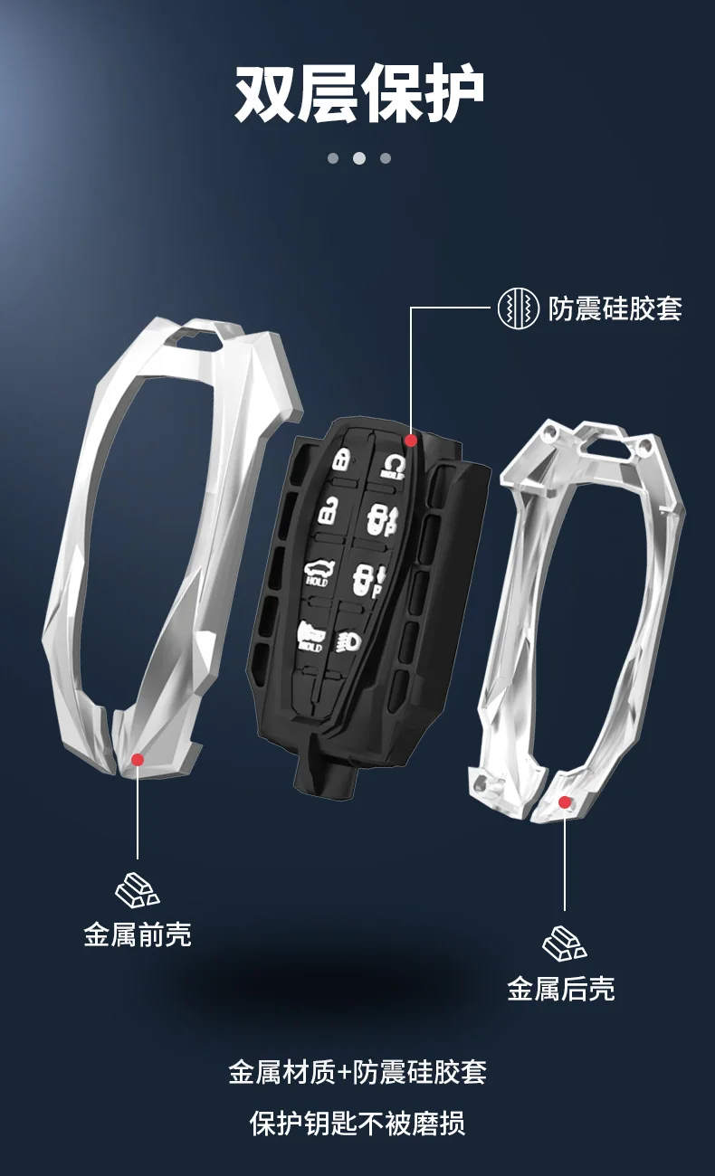 Copertura chiave della cassa del portachiavi a distanza dell'automobile in lega di zinco per Hyundai Genesis G80 GV80 2019 2020 copertura chiave a 8 pulsanti - S13061cc65ea84e9182e4b712cdb86f5cl