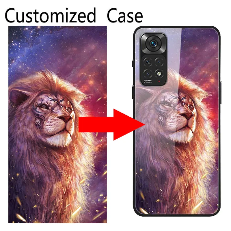 Cover In Vetro Temperato Fai-Da-Te Per Oppo Reno 5 Lite A74 A94 A52 A72 A53 Realme C20 C11 2021 C25 8 Narzo 30 5G 30A C15 Custodia Personalizzata
