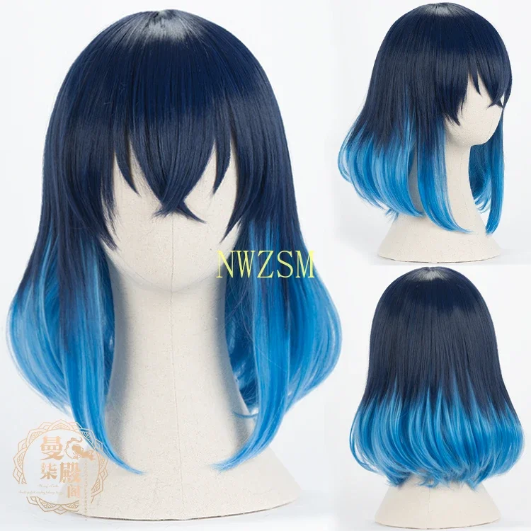 

High Quality Anime Demon Slayer Kimetsu no Yaiba Hashibira Inosuke Cosplay Wig Heat Resistant Synthetic Hair Wigs + Wig Cap