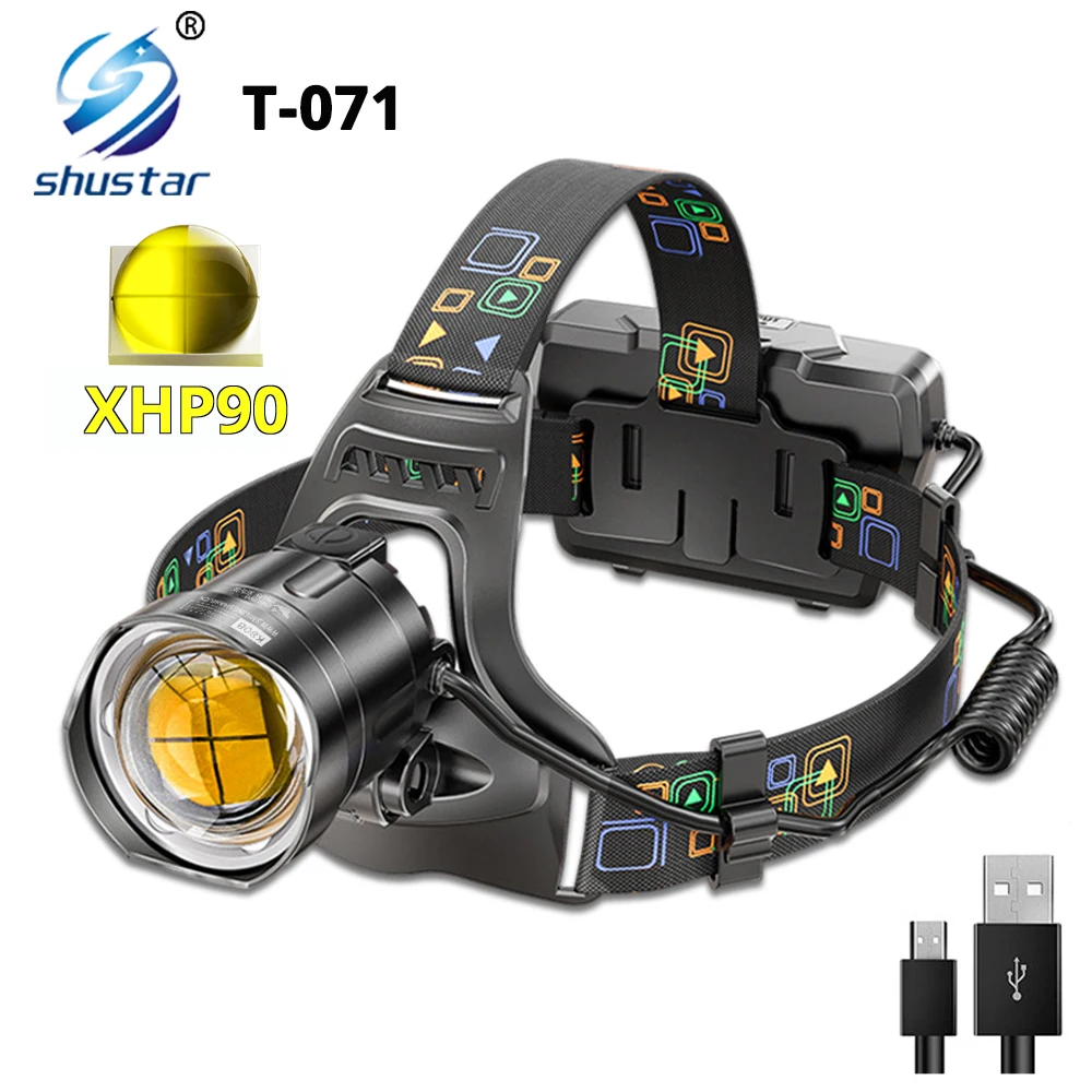 Super Bright LED Headlight with XHP90 Lamp Beads Waterproof