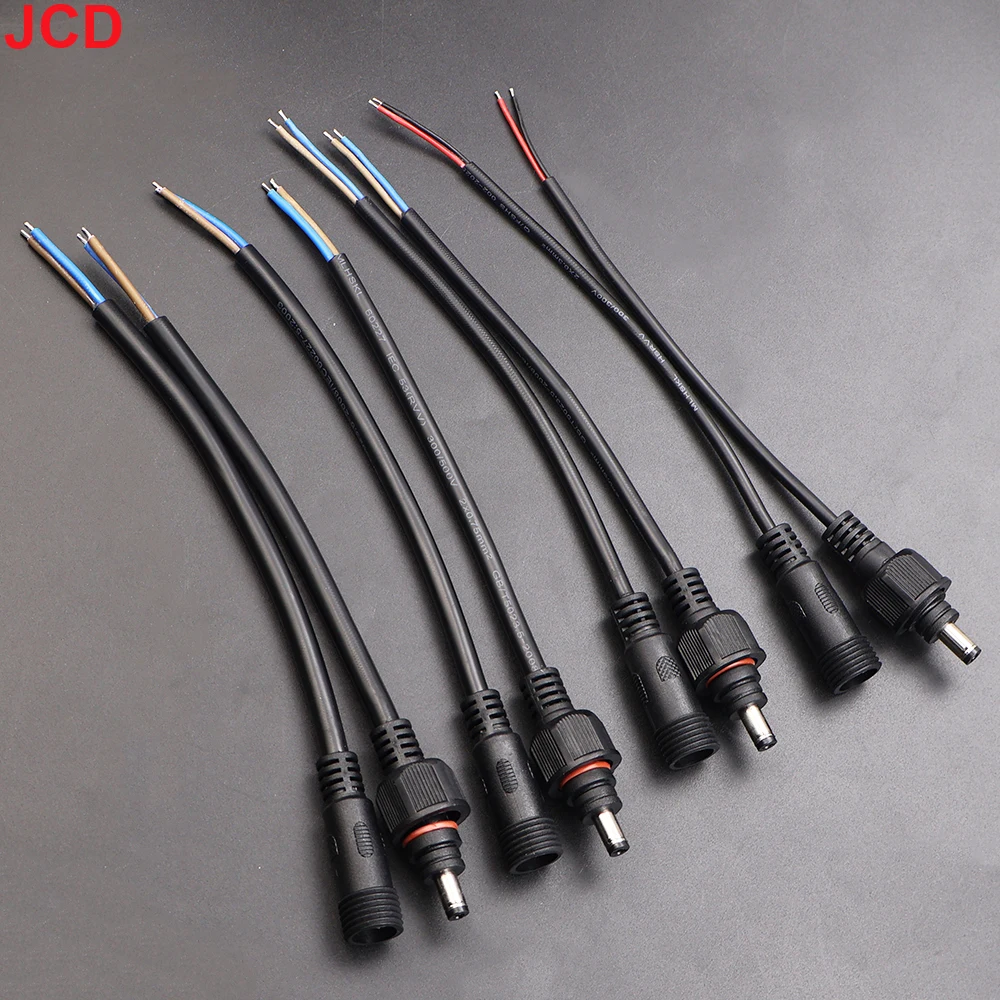 JCD 2핀 DC 전원 플러그 55*21mm 12V 커넥터 IP67 남성 여성 단자 연결 모니터링 라인 1-5M 연장 코드 방수