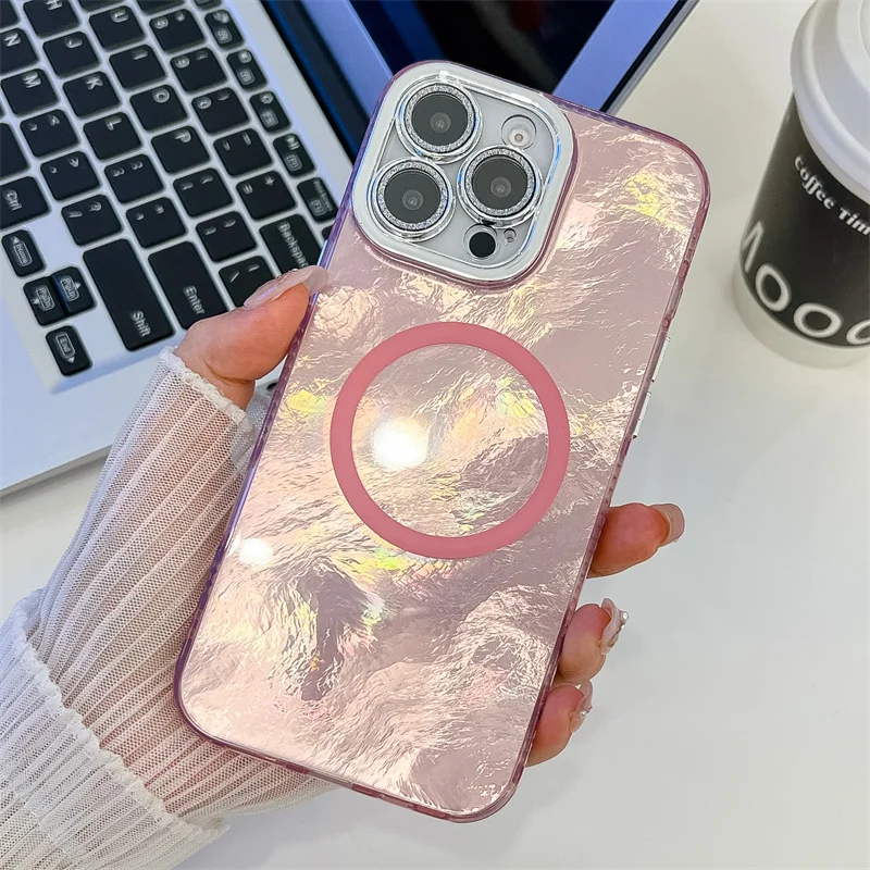 Magnetic Laser Glitter Phone Case For Iphone With Magsafe Support_voghion.com