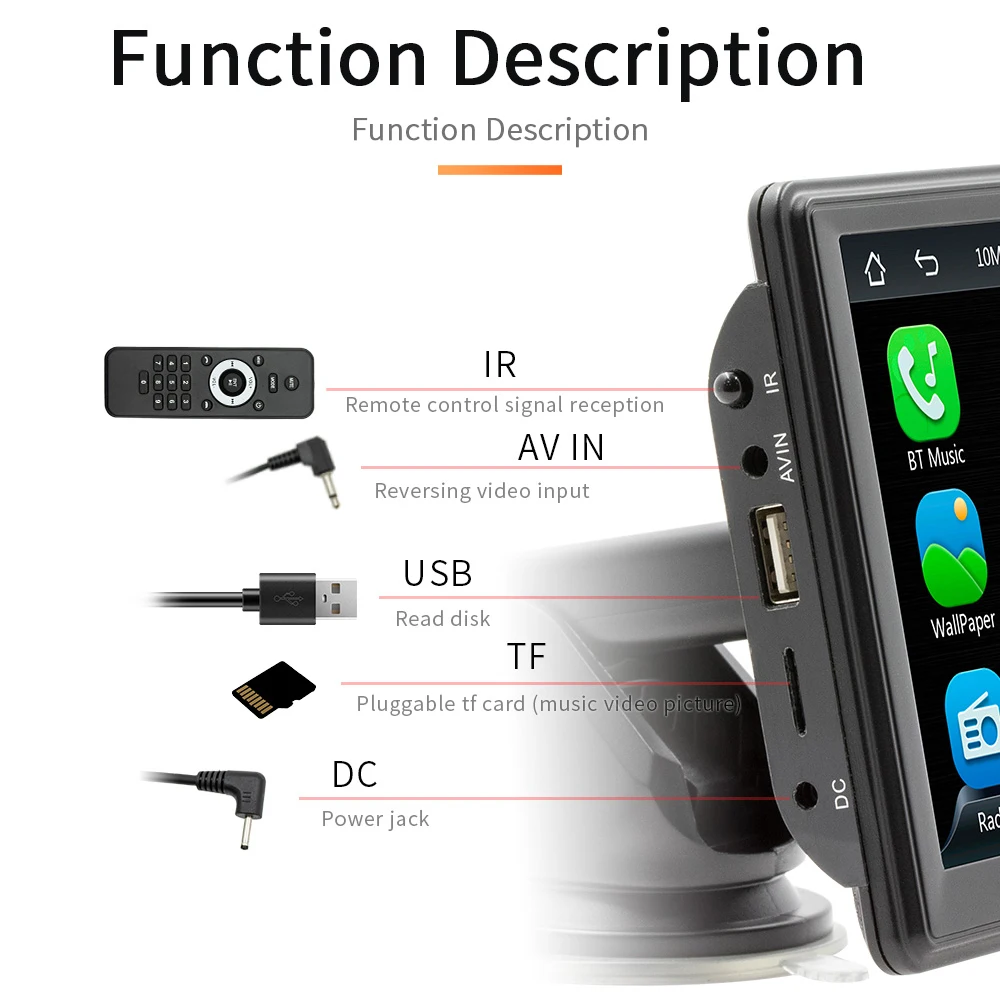 Universal 7inch Car Radio Multimedia Video Player Wireless Carplay And Wireless Android Auto Touch Screen Sun Visor B500