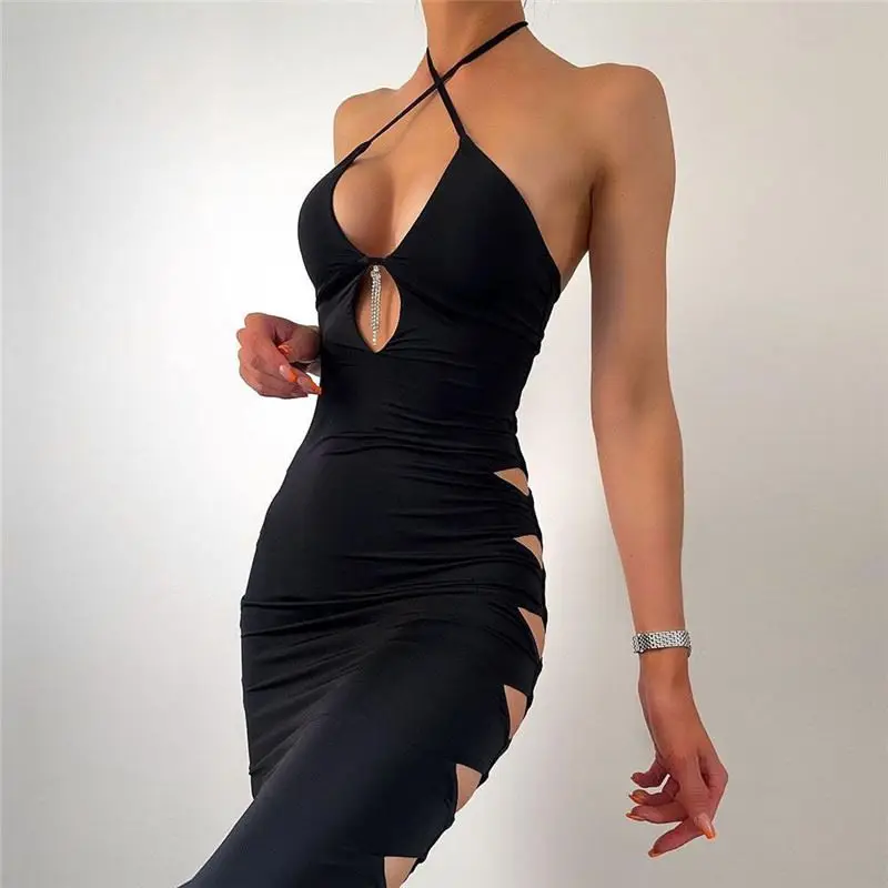 

Royal Sister Open Back Hollow Slim Long Summer Spicy Girl Strap Sexy Dress