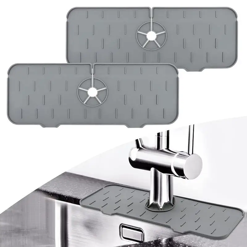 Foldable Kitchen Water Catcher Sink Draining Pad Splash Guard Silicone Faucet Mat Countertop Protector Pad for Bathroom Kitchen