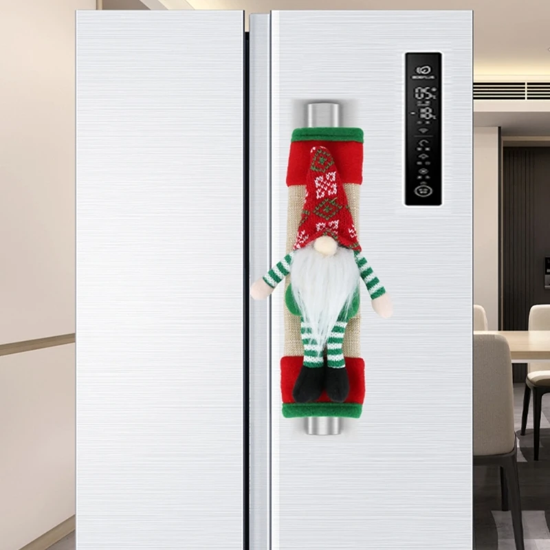 Santa Themed Refrigerator Door Handle Protectors 2 Pieces Adds Festival Decoration to Kitchen Supplies Appliances