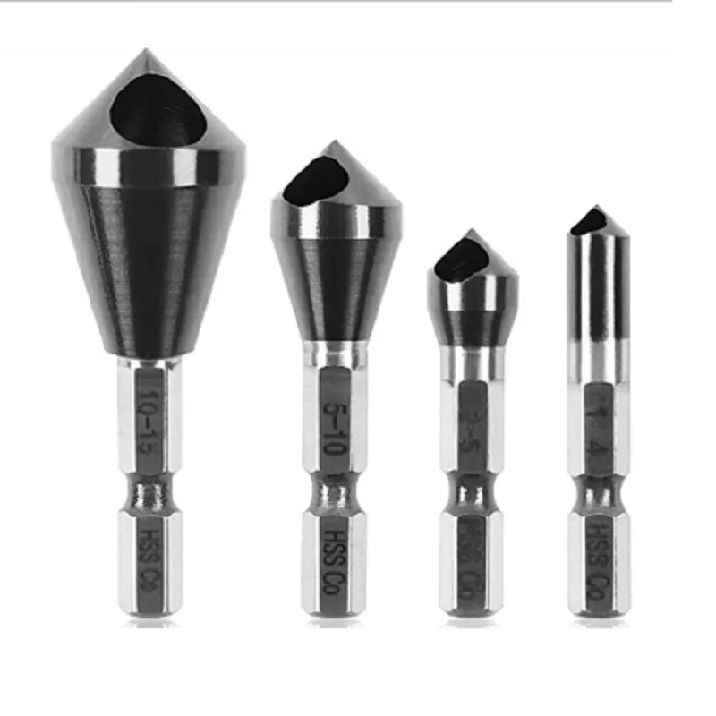 4Pcs Countersink Drill Bits Set HSSCO M35 Cobalt Deburring 90 Degree