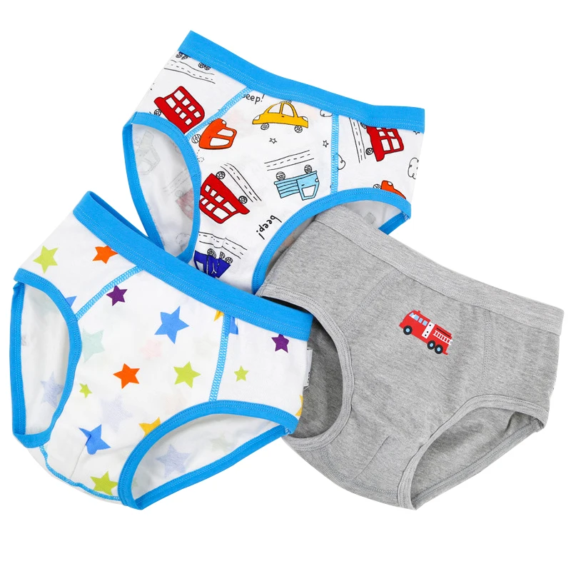 3PCs Baby Boys' Cotton Underwear Printed Soft Comfortable And Fashionable  Underwear Printed Car Star