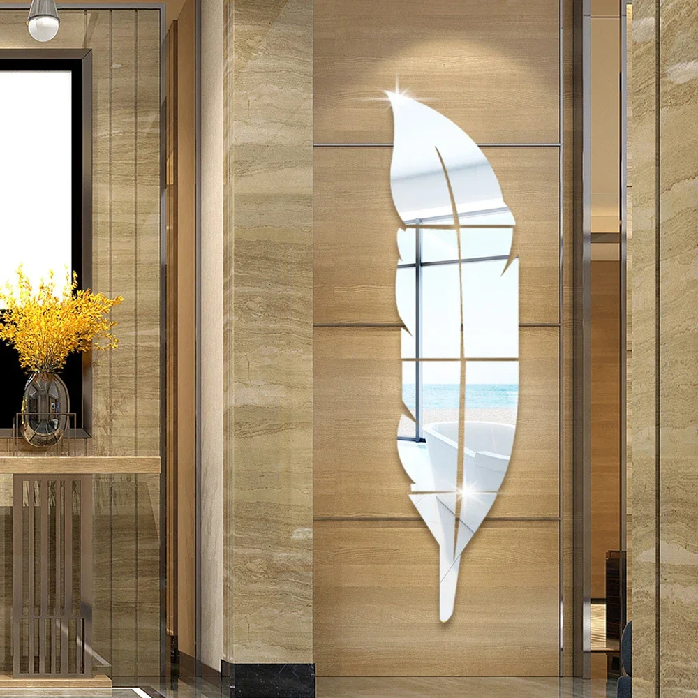 Sticker Mural 3D En Forme De Plume Lumineuse Amovible Pour Salon