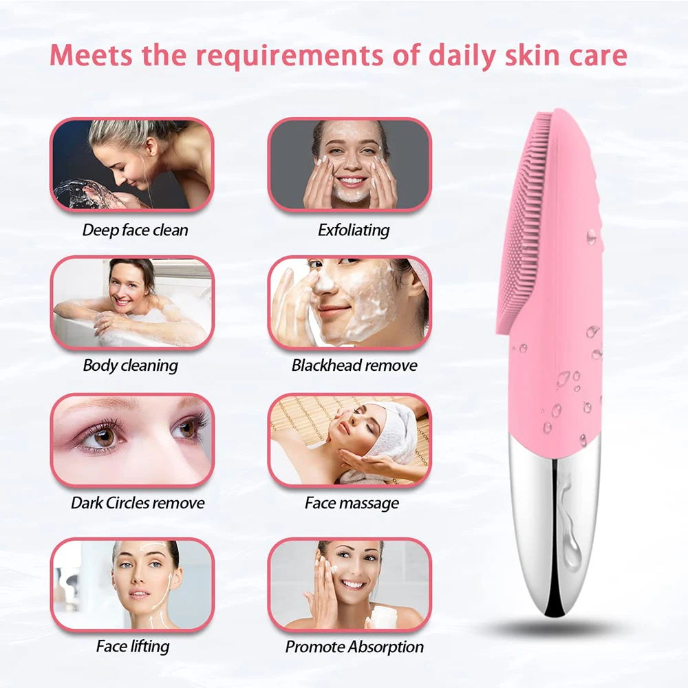 Mini Electric Facial Cleaning Brush Waterproof Face Cleanser Scrubber Exfoliating Massage Vibrating Deep Clean Skin Care Tool