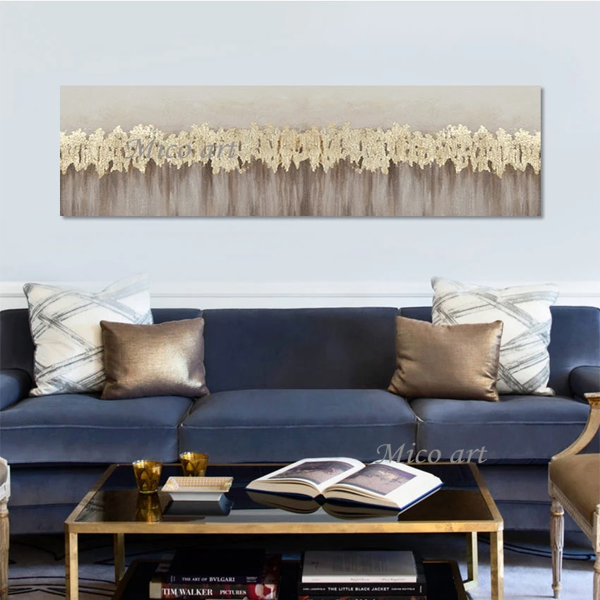 

Large Wall Art Texture Picture New Arrival Gold Foil Abstract Oil Painting On Canvas In Living Room Decoration Frameless