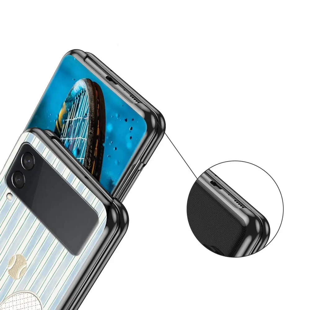 Elegant Black Tennis-Inspired Foldable Phone Case - Durable Hard Shell Cover