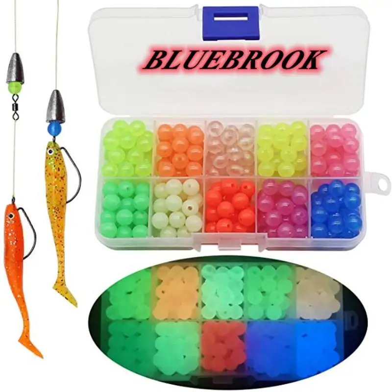 

1000PCS Glow Fishing Beads Luminous Lures with Tackle Box Round Egg Beads Assortment Kit Freshwater for Fish Accessories Tools