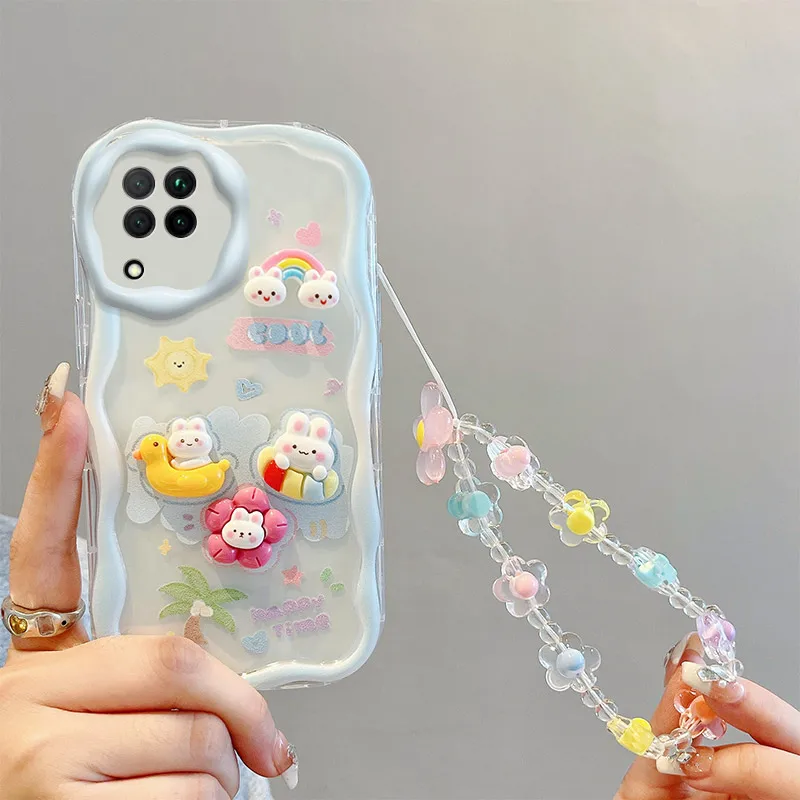 Cream Cake 3D Cartoon Cute Bear Bracelet Wave Phone Case Cover